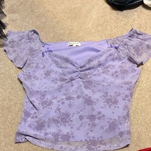 For Love And Lemons Lavender Floral Blouse